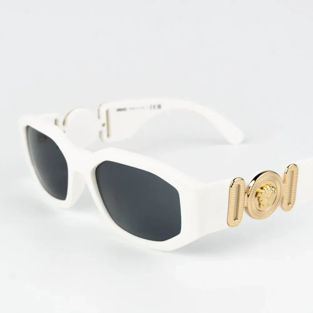 NEW Versace VE4361 401/87 Medusa Biggie White Grey Rectangle Unisex Sunglasses